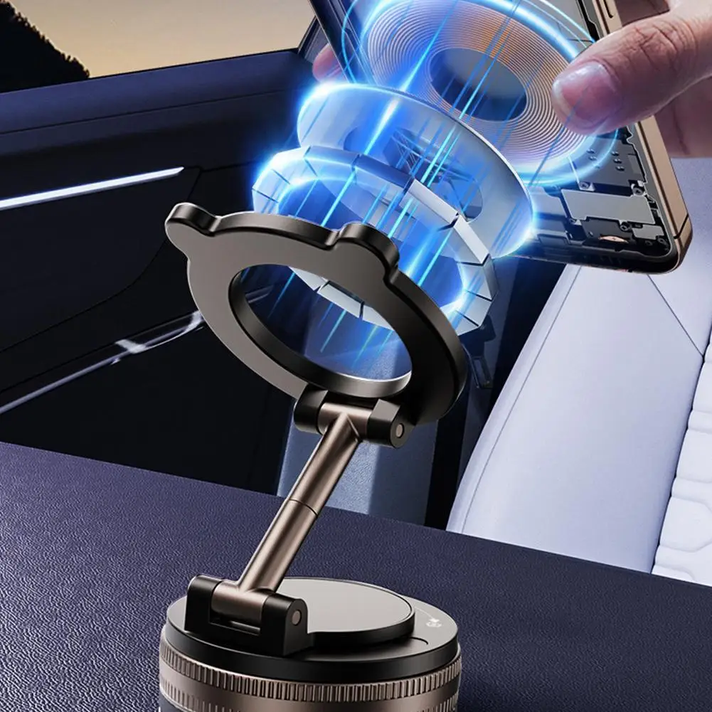 

Magnetic Car Phone Holder 360° Rotating Folding Vacuum Adsorption Design Universal Car Mount Mobile Phone Desktop Bracket