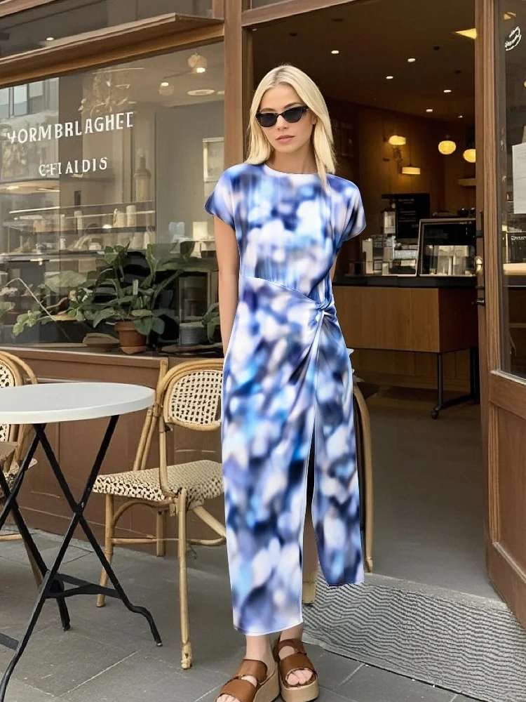 

Taop&Za 2025 Women's Sleeveless Dresswith Knot DetailonSide Smooth Fabric and Mi length for Comfortable Wear