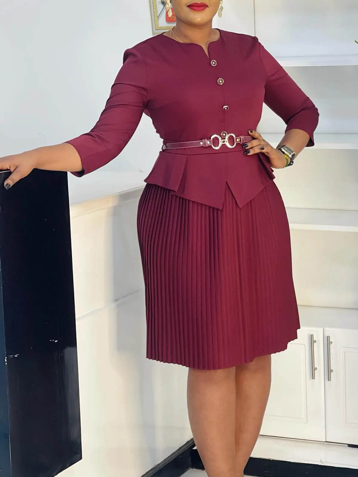 

Mei Women's Clothing 2025 New Seven-Quarter Sleeve Elegant Pleated Dress Fashionable And Stylish