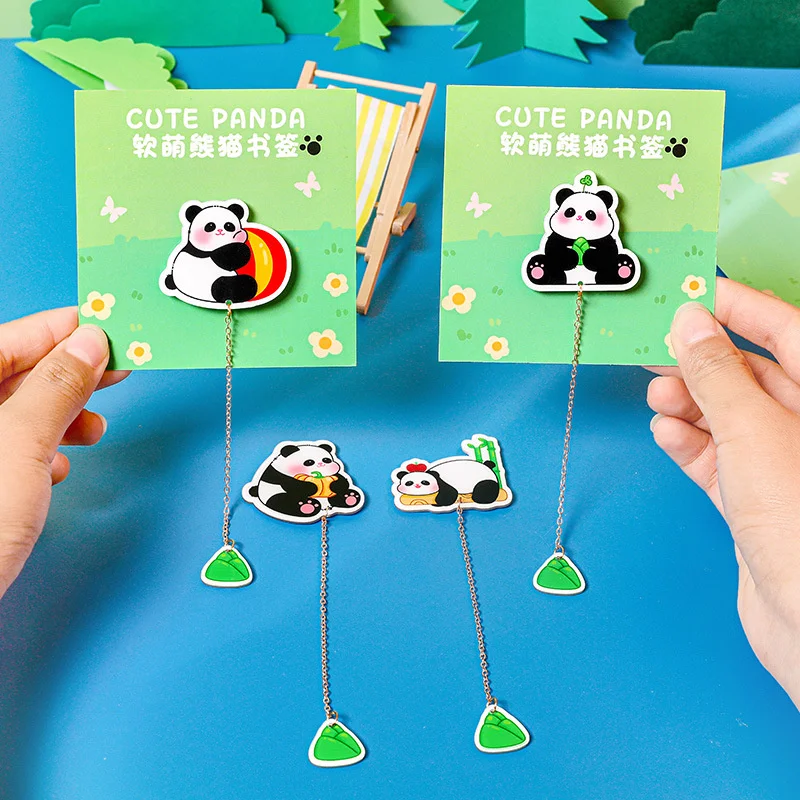 40 pcs/lot Creative Panda Metal Pendant Bookmark Cute Book Marks Paper Clip School Office Supplies wholesale