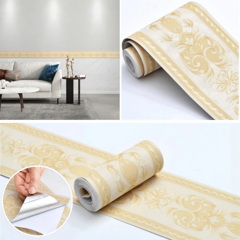 

13x500cm Self-Adhesive Wall Trim Border,Peel&Stick Waterproof Wallpaper for Kitchen Living Room Skirting Line Waistline Sticker
