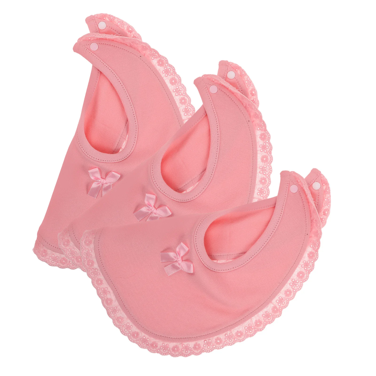 Bavoirs princesse en coton pour bébé, 3 pièces, bords en dentelle, doux et absorbant, pour nourrissons, bave, dentition, en mousseline, avec boutons