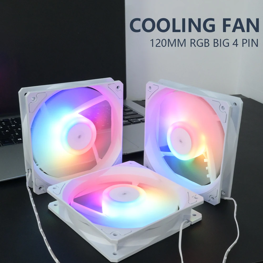 

120mm RGB Cooling Fan for Computer Case Big 4 PIN Cooler for CPU/PC Case Compatible with Gaming Systems