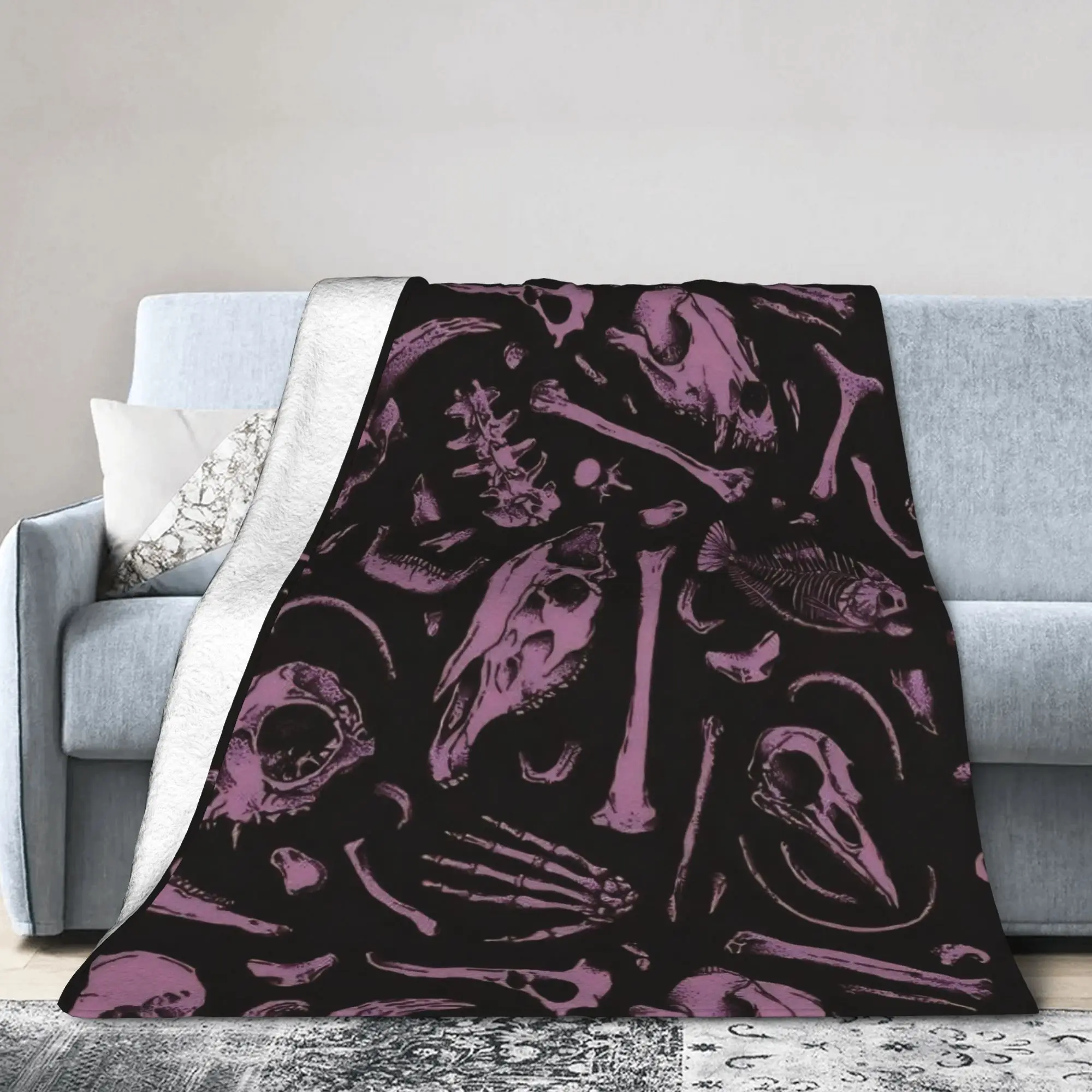 Halloween Gothic Coquette Blankets Goth Coquette Fleece Throw Blankets Summer Air Conditioning Printed Lightweight Bedspreads