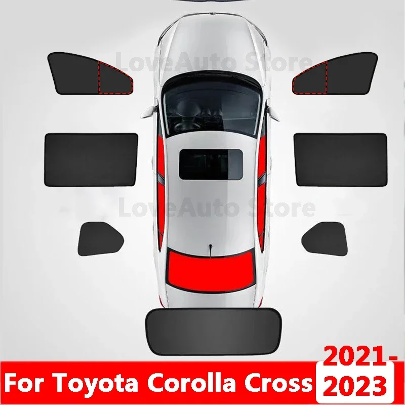 

For Toyota Corolla Cross 2021 2022 2023 Car Sunshade Magnet Protection Back Front Rear Window Visor Protector Accessories