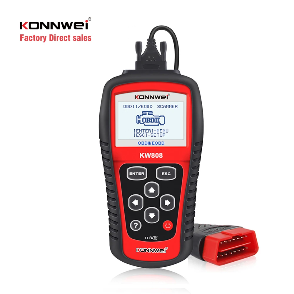 

Лидер продаж Konnwei KW808 2,8-дюймовый сканер OBD2 с ручкой, автомобильный диагностический сканер, автомобильный диагностический инструмент для автомобилей 12 В