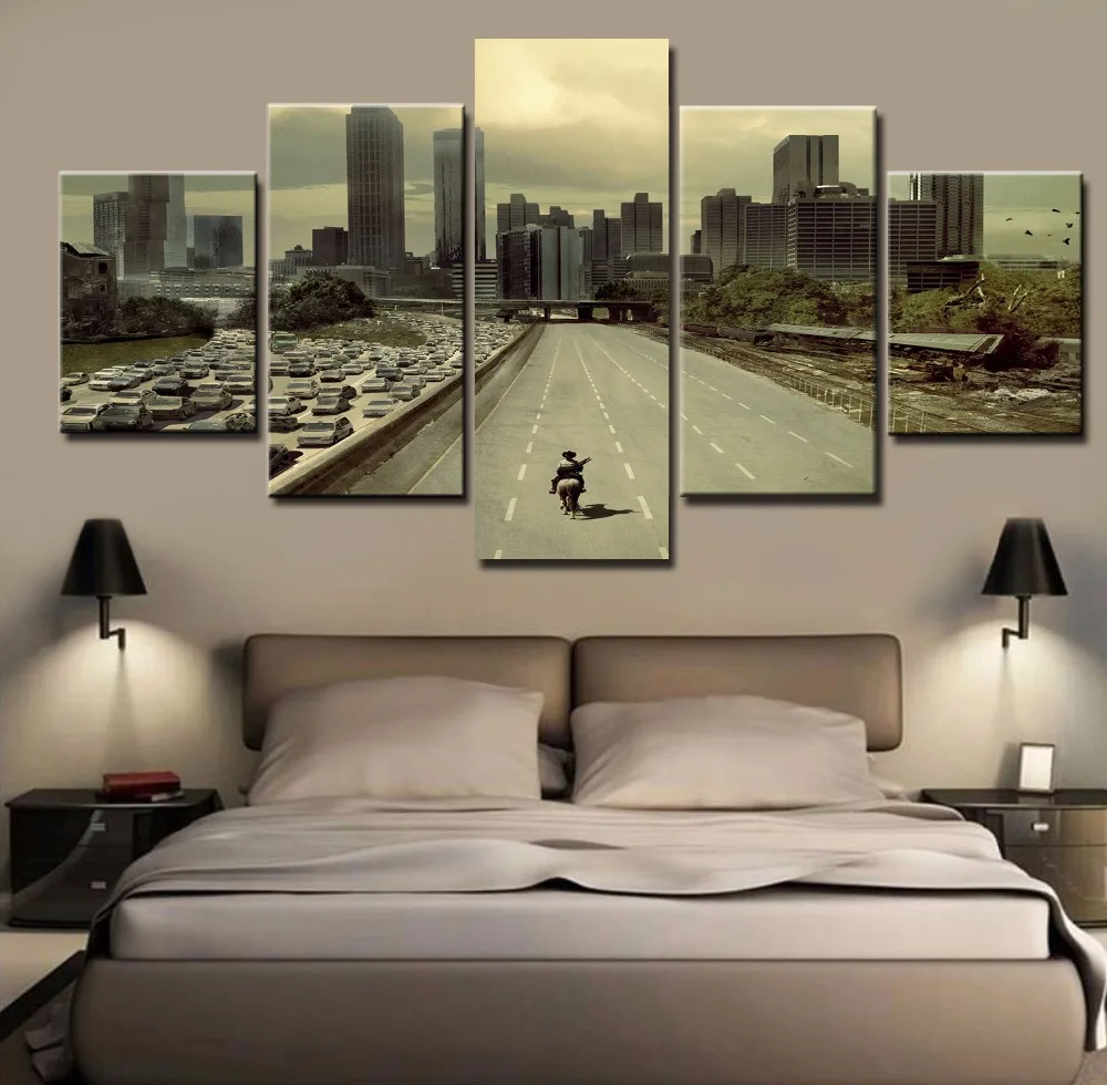 Movie Poster 5 Pieces Canvas Art Walking Dead Decor Painting Living Room Wall Picture Print Wallpaper Modular Home Decoration