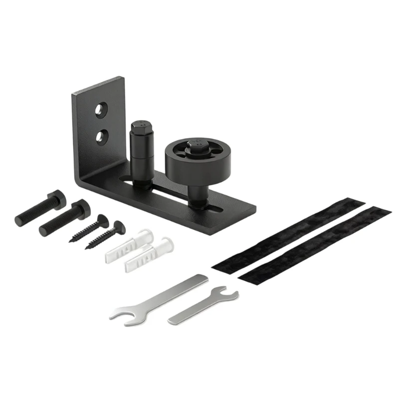 sliding-barn-door-floor-guide-with-adjustable-mount-base-roller-and-guide-post-black-metal-bottom-hardware-for-indoor-d2rd