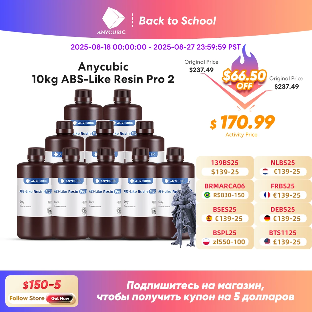 

Anycubic ABS Like+ 10kg 3d Resin High Precision UV 405nm For LCD SLA DLP Anycubic Photon Resin 3d Printer