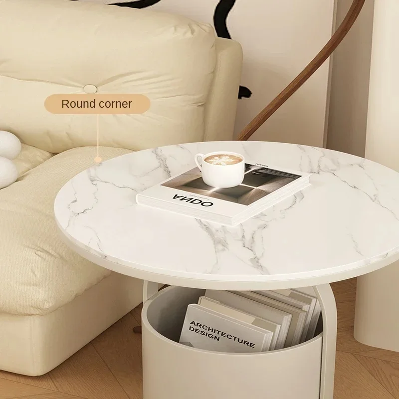 Simple Mini Sofa Side Table, Creative Round Coffee Table, Light Luxury Corner Table for Home Compact Accent Table