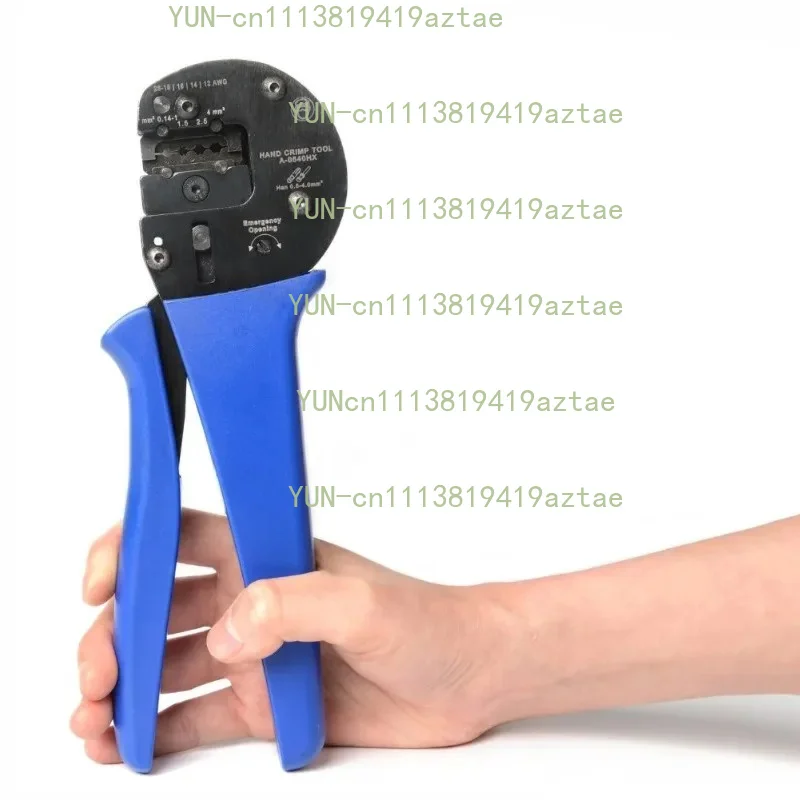 Professional Connector Crimping Pliers, 0.14‑4mm² Ratchet Crimper with Locator for Han C/D/E Industrial Terminal