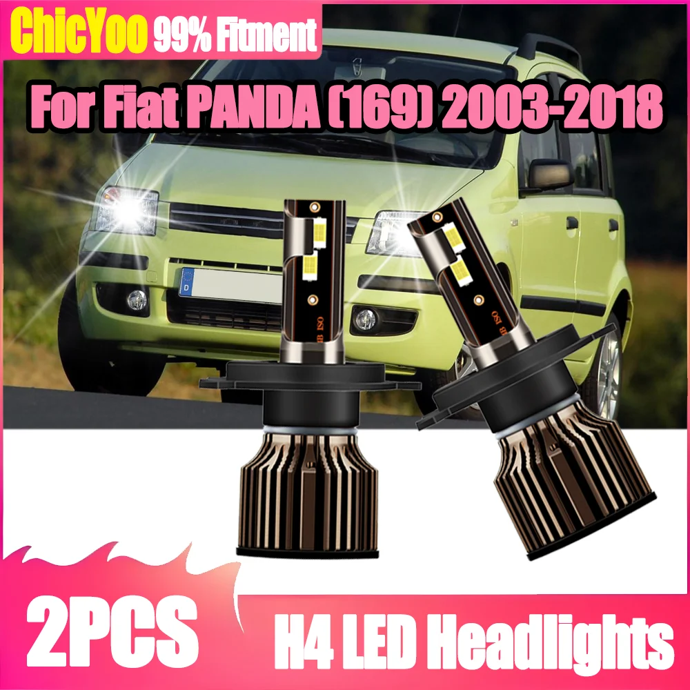 

2X автомобильные фары Plug and Play с чипами 3570 CSP, 6500K, белые, H4 LED, 20000LM, 12V для Fiat PANDA (169) 2003-2018