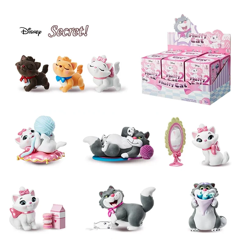 Miniso Genuine Blind Box Disney Cats lucifero e Marie Cute Cartoon Figure floccaggio ornamento scatola misteriosa 6 pz/set giocattoli regalo