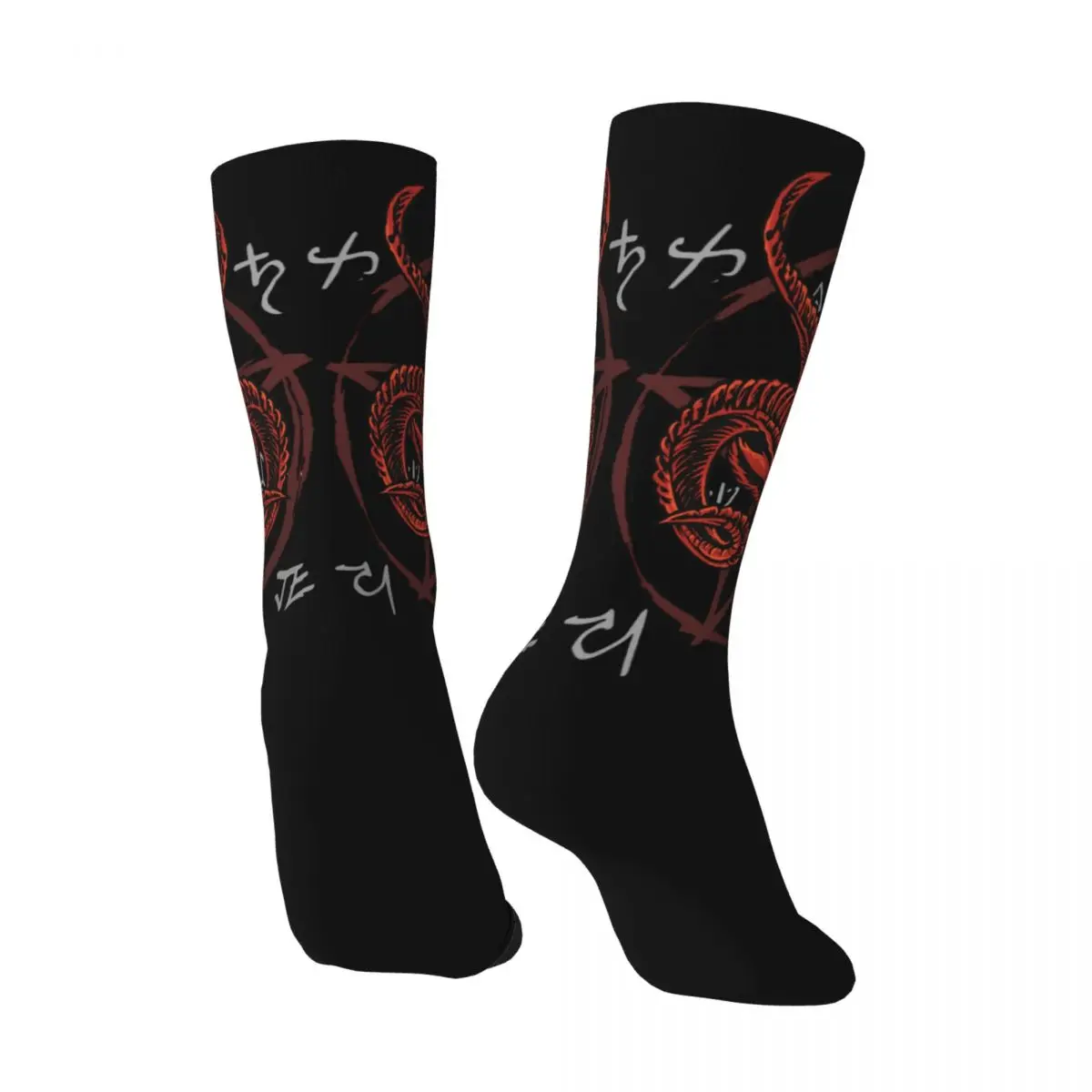 Hip Hop Vintage Satan Antichrist Goat Lucifer Devil 666 Occult Classic Men\'s Socks Baphomet Art Seamless Printed Crew Sock