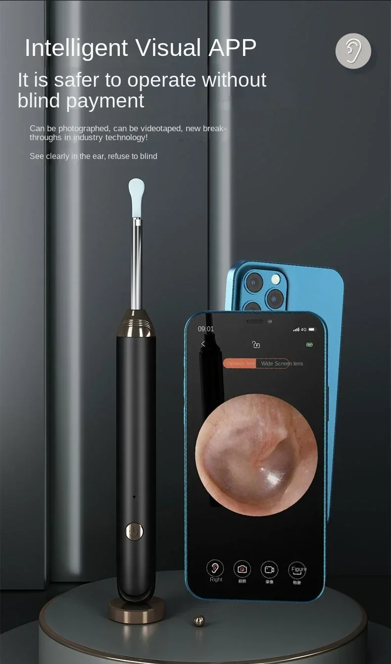 Tinsol Neuer 1296P Intelligenter Visueller Ohrenreiniger Ohrenschmalz-Entferner Otoskop USB-C-Ladegerät Endoskop mit Kamera – Detail 4