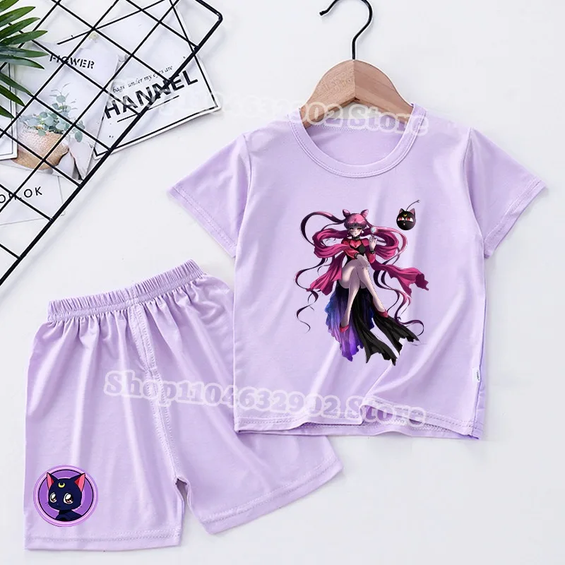 Sailor moon meninos meninas verão legal pijamas crianças bonito modal loungewear confortável respirável roupas de duas peças conjunto presentes de festa