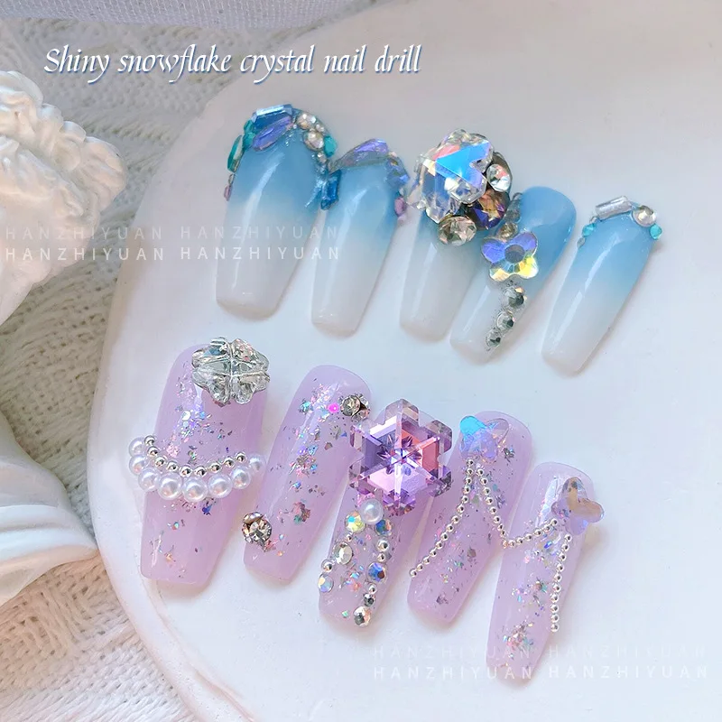 5 stks Nagelsteentjes bedels Nieuwjaar Kerst Sneeuwvlok Vorm 12mm Aurora Symfonie Nagelornament