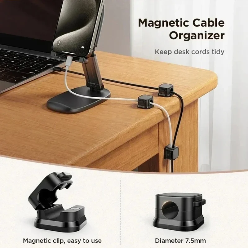 Magnetic Cable Clip Cable Holder Adhesive Wire Keeper Cord Cable Organizer for Home Office Under Desk Management view 4