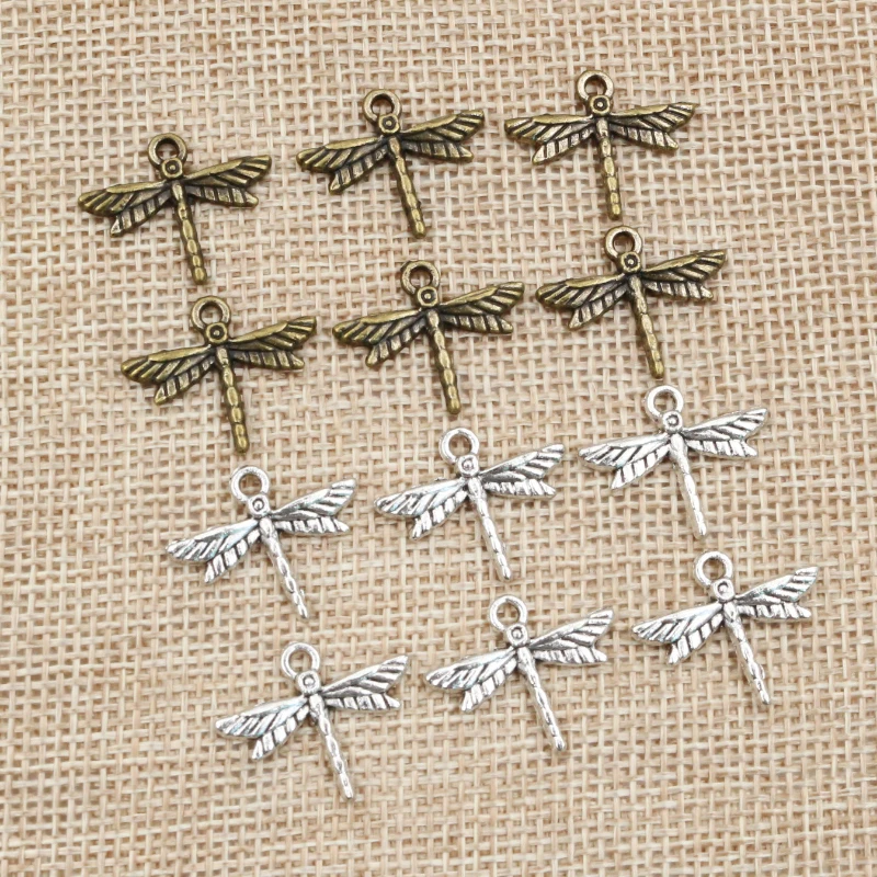 30 sztuk 19x16mm Antique Silver Plated brąz Plated Dragonfly ręcznie robiony wisiorek: DIY dla bransoletka naszyjnik