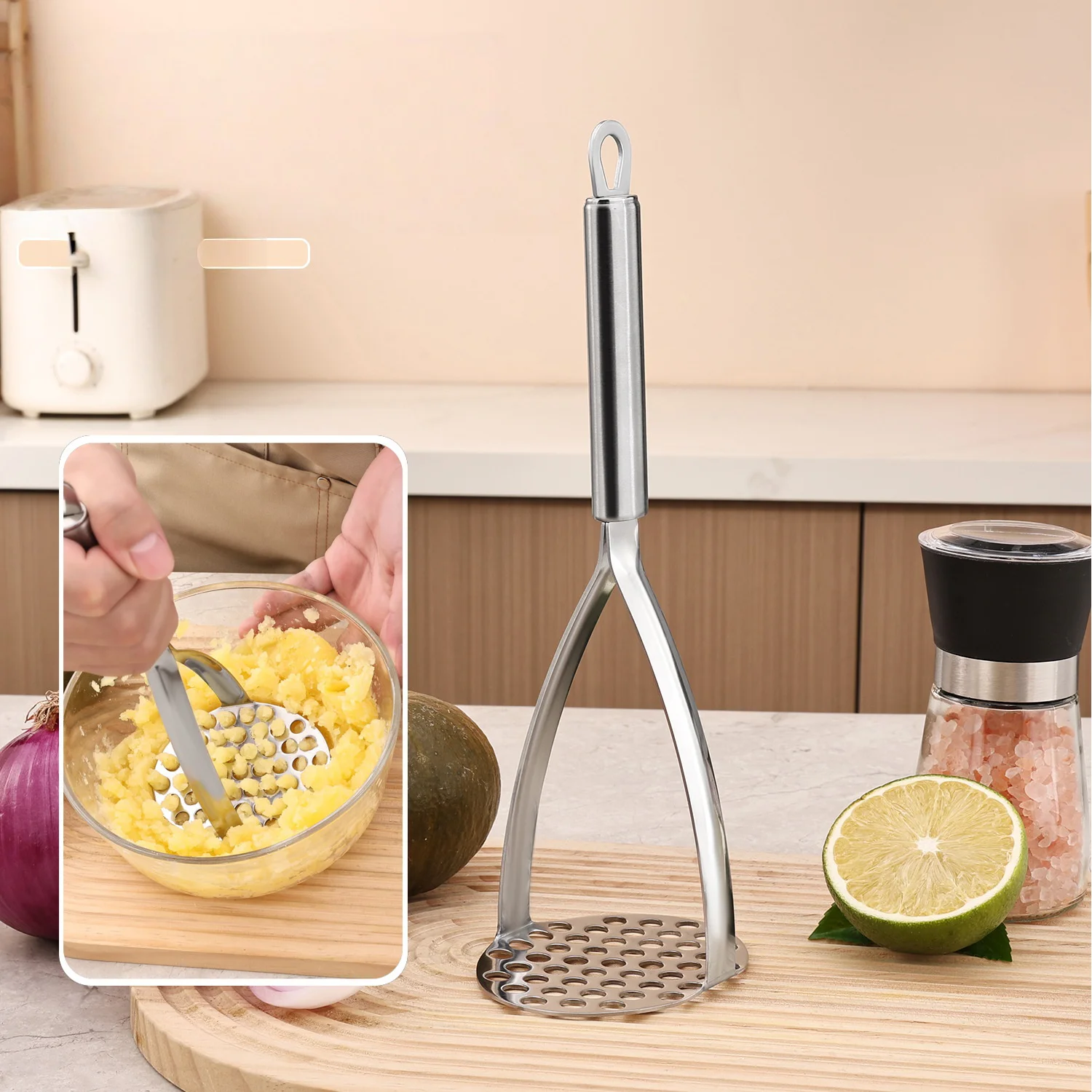 1pcs Professional Stainless Steel Wire Potato Masher Set Honeycomb Kitchen Gadget Gourmet Cooking Tools Mashed Potato Press