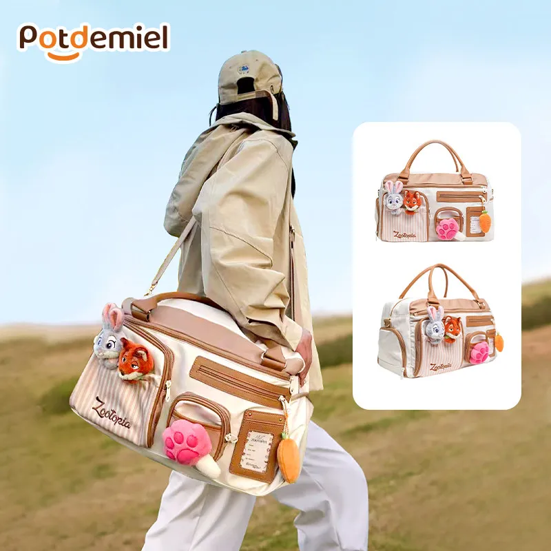 

Disney Zootopia Lightweight Handheld Crossbody Duffel Bag For Short Trip Travel Fitness Gym Storage With Cute Plushies