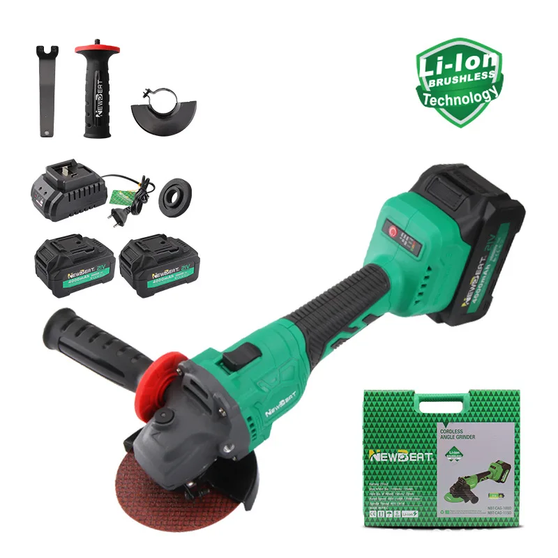 

Portable industrial rechargeable multifunctional brushless lithium electric angle grinder for cutting, grinding and polishing.