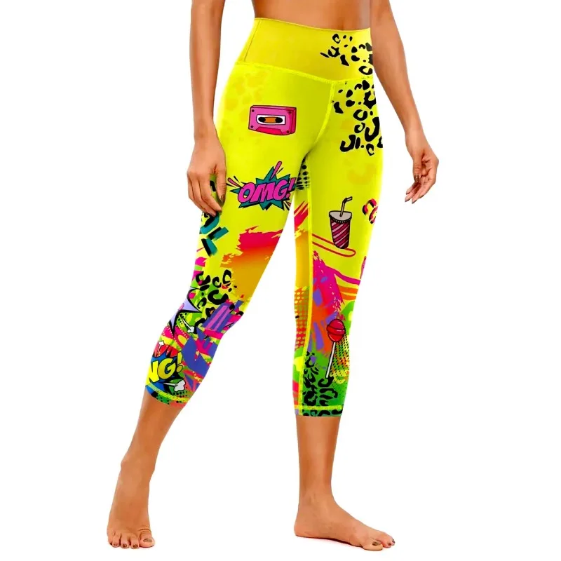 Nieuwe Modieuze Print Zomer Cropped Broek Heup Lifting Outdoor Sport Fitness Met Hoge Elasticiteit Yoga Kuit-Lengte Broek