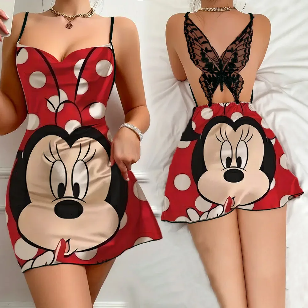 2024 Summer Comfortable Pajama for Women Sexy Female Sleeping Skirt New Cartoon Pattern Women's Nightwear Sleevesless Home Dress