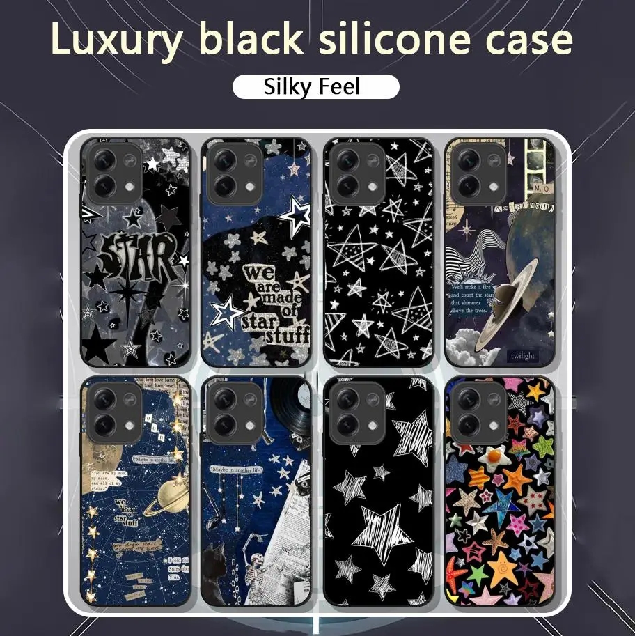 Star Super cool design Phone Case For Xiaomi Redmi Note 13,12,11, 10 Pro Plus S,  5G, 12S, Soft Black Phone Cover