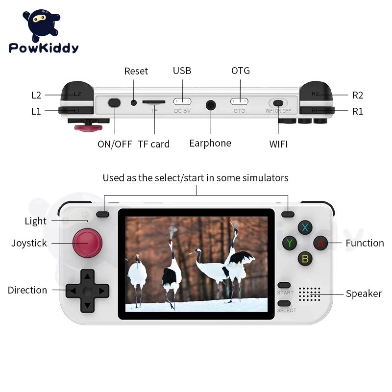 POWKIDDY-Handheld Game Console, Joystick 3D, botão de gatilho, presentes infantis, RGB10S, IPS, tela OGA, Open Source, RK3326, 3,5"