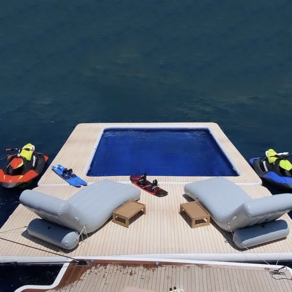 

Inflatable Wave Ocean Pool Platform Floating Yacht Pool with Mesh