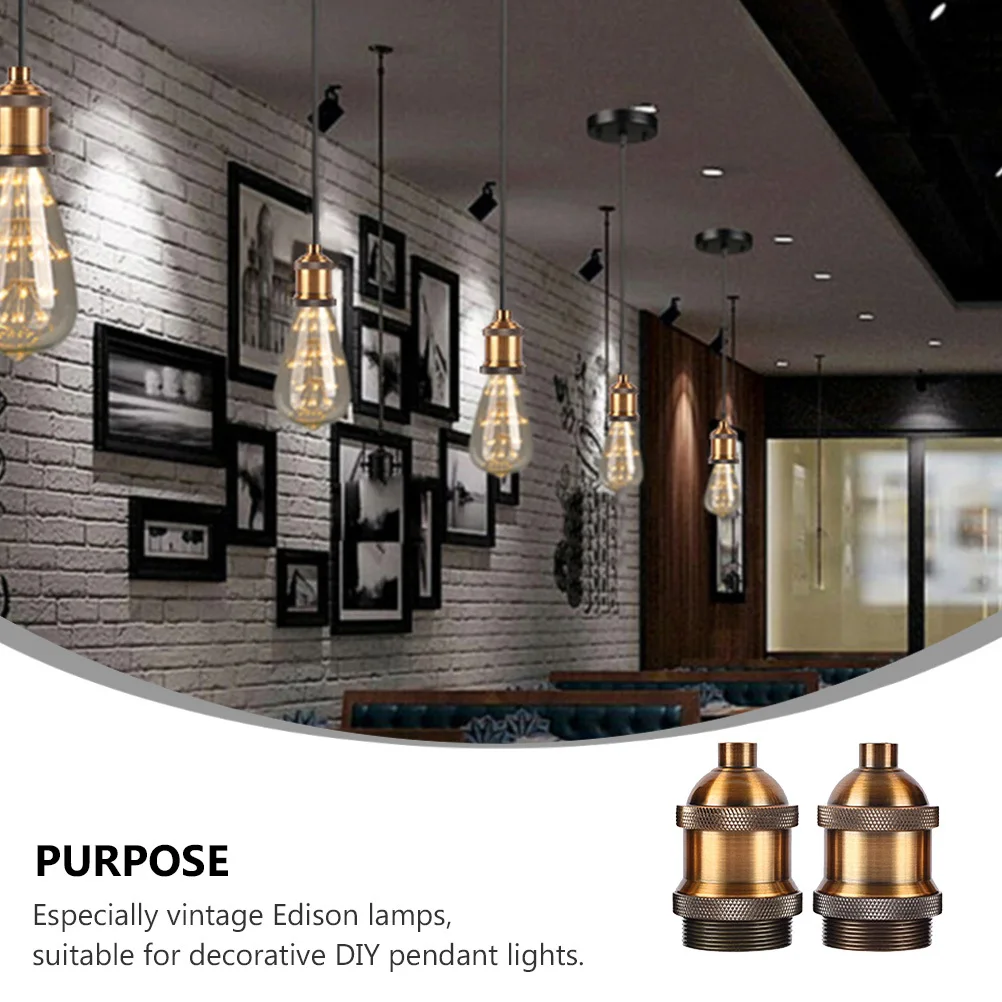

2Pcs E27 Screw Bulb Holder Vintage Light Socket Medium Base Lamp Holder Easy Install for Pendant Lights Light Adapter