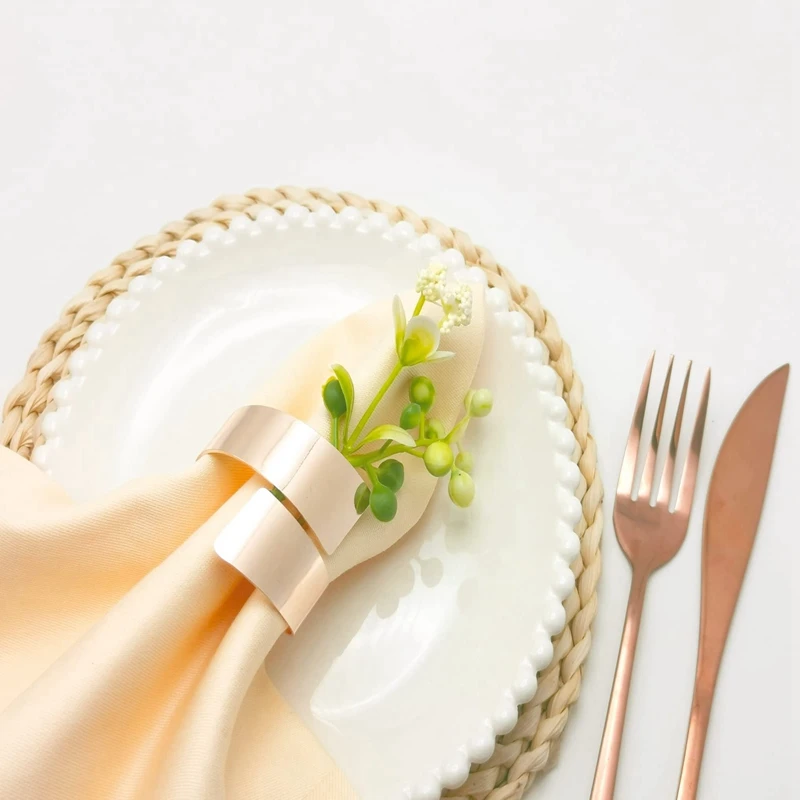 12Pcs Rose Gold Metal Table Decor Napkin Ring Holder Spring For Wedding Setting Valentine's Day