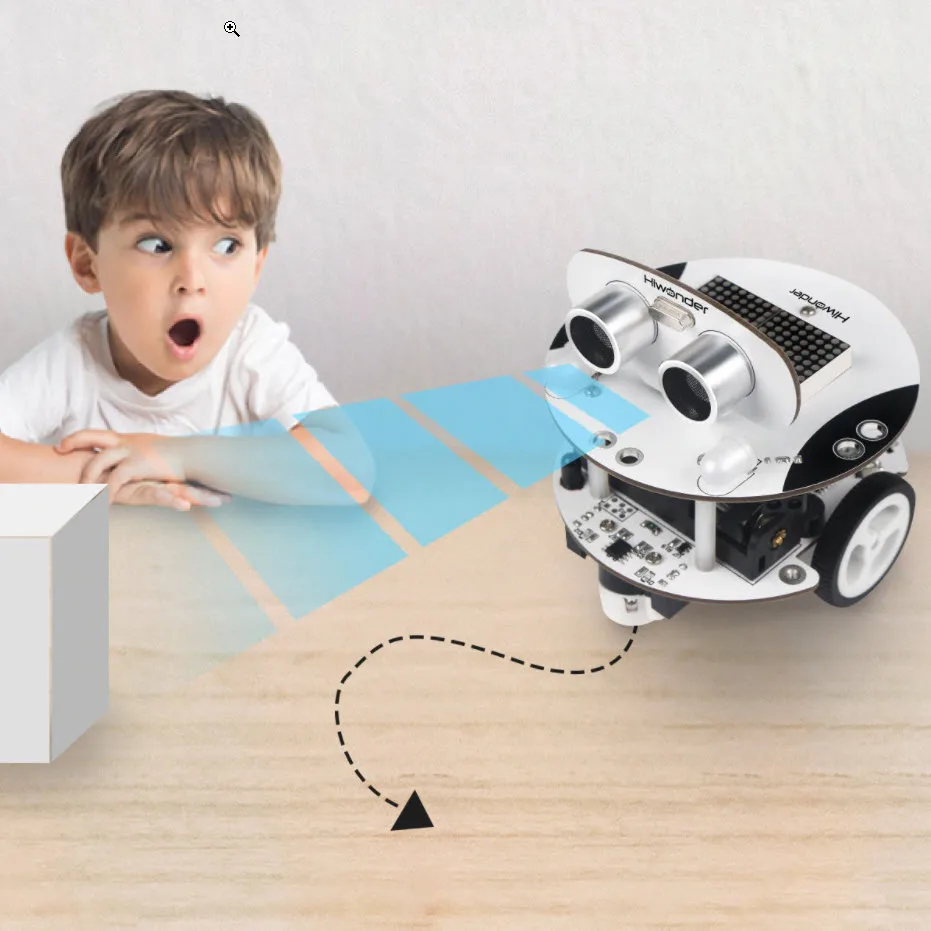 Kit per auto robot giocattolo con codifica Robot educativo Qbot Robot telecomandato con sensore ad ultrasuoni STEM