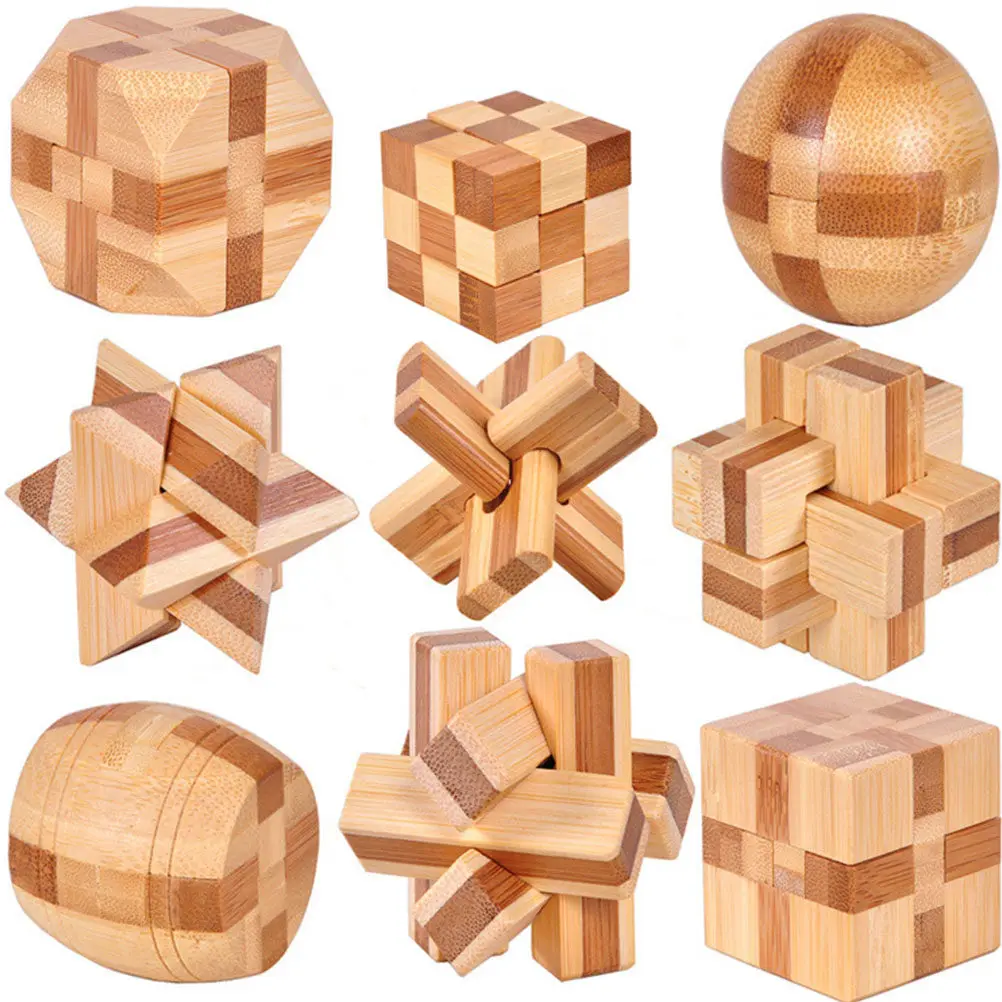 

Набор из 2 бамбуковых головоломок Кунмин Лоу и Лубань Лоу: развивающие IQ-пазлы для сборки, снятия стресса и тренировки зрительно-моторной координации