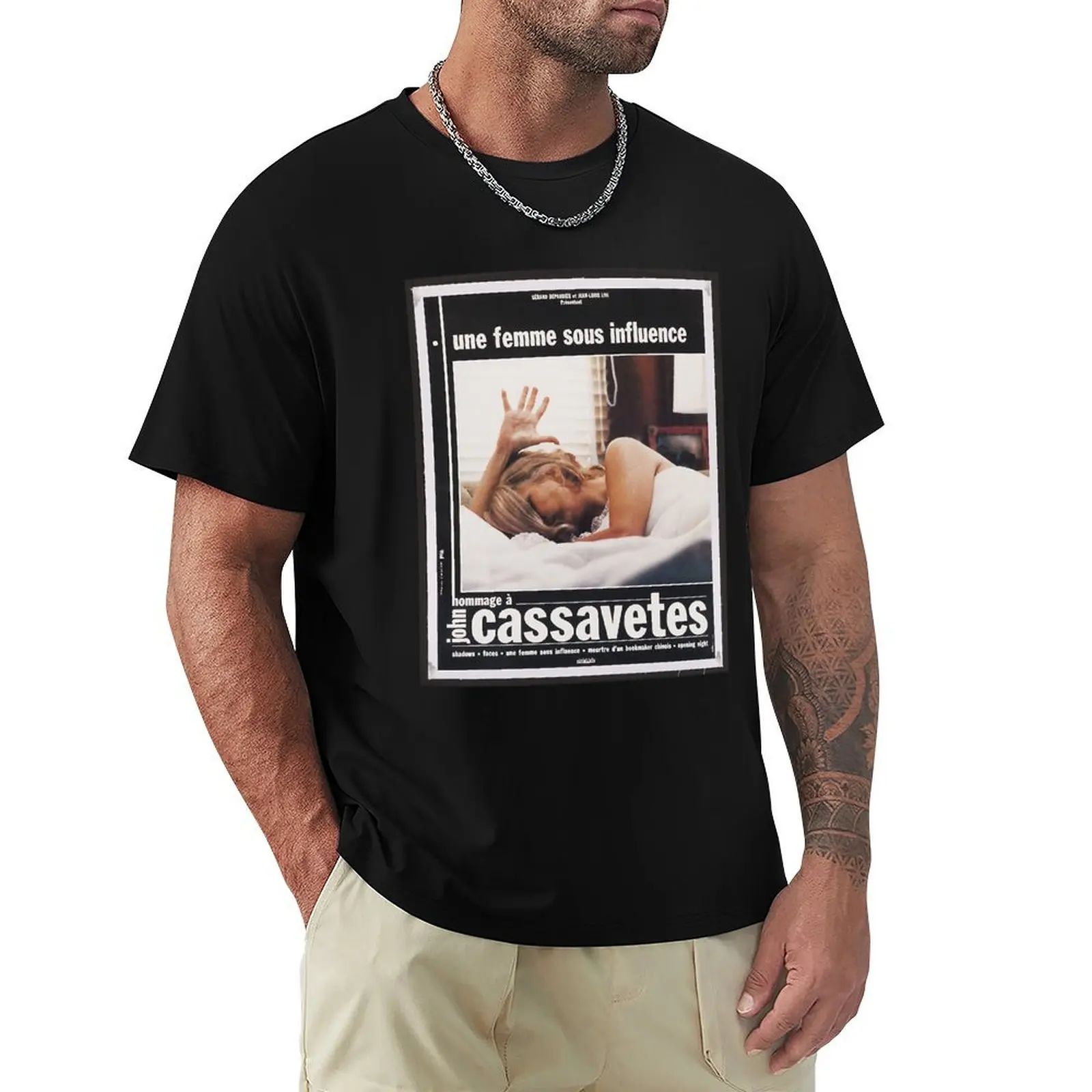 T-shirt en coton classique à col rond avec affiche de John Cassavetes « A Woman Under The Influence »