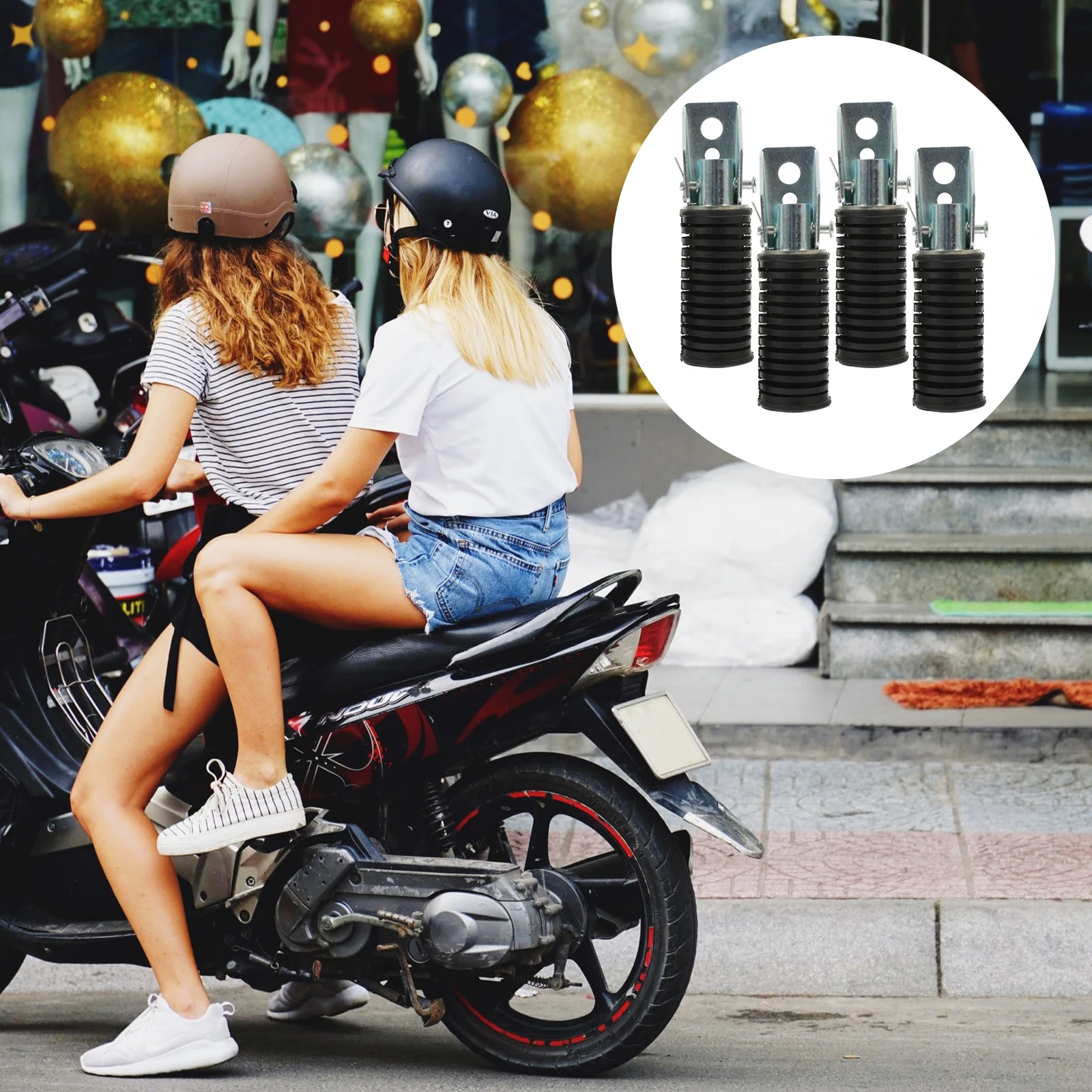 

4pcs Rubber Foot Peg Motorcycle Pedal Wear Resistant Footrest For Rear Set Durable Practical Peg Pedal Metal Footrest