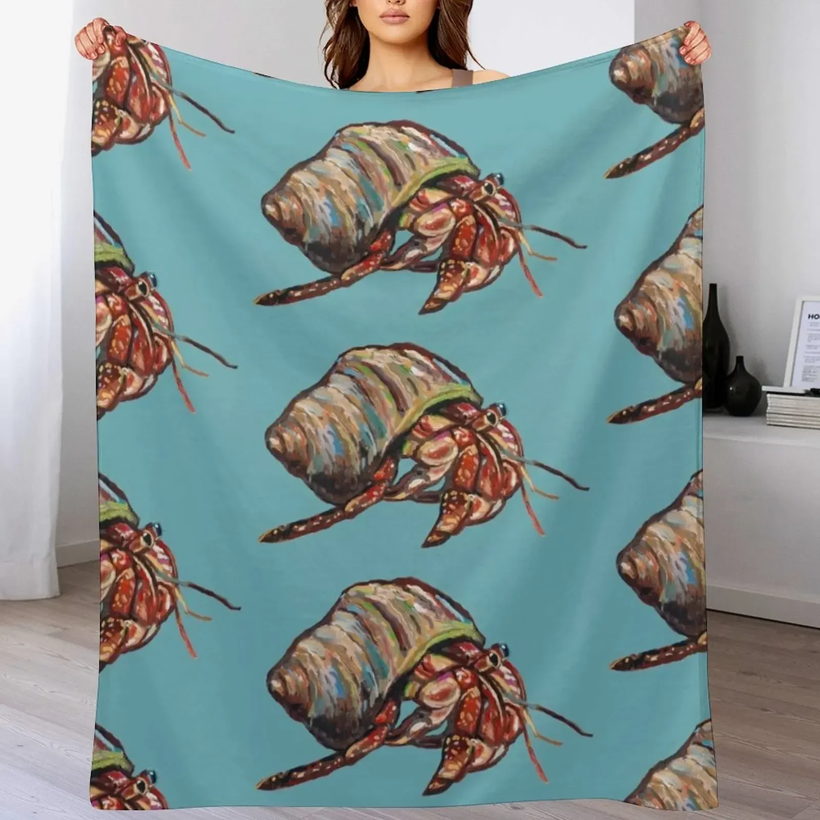 Colorful Beach Hermit Crab Throw Blanket Winter beds Luxury Designer Blankets