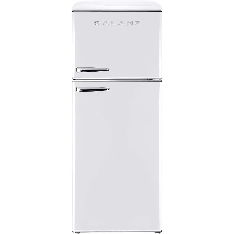 Galanz GLR12TWEEFR Refrigerator, Dual Door Fridge, Adjustable Electrical Thermostat Control with Top Mount Freezer Compartment