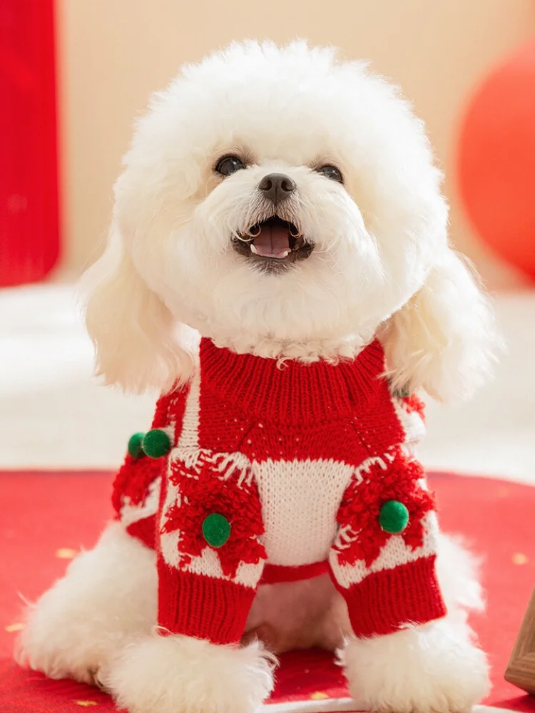 

Dogs Cute Christmas Clothes Sweater For Small Girl Boy Poodle French Bulldog Winter Warm Outfit Puppy Soft Pajamas Gifts Vest