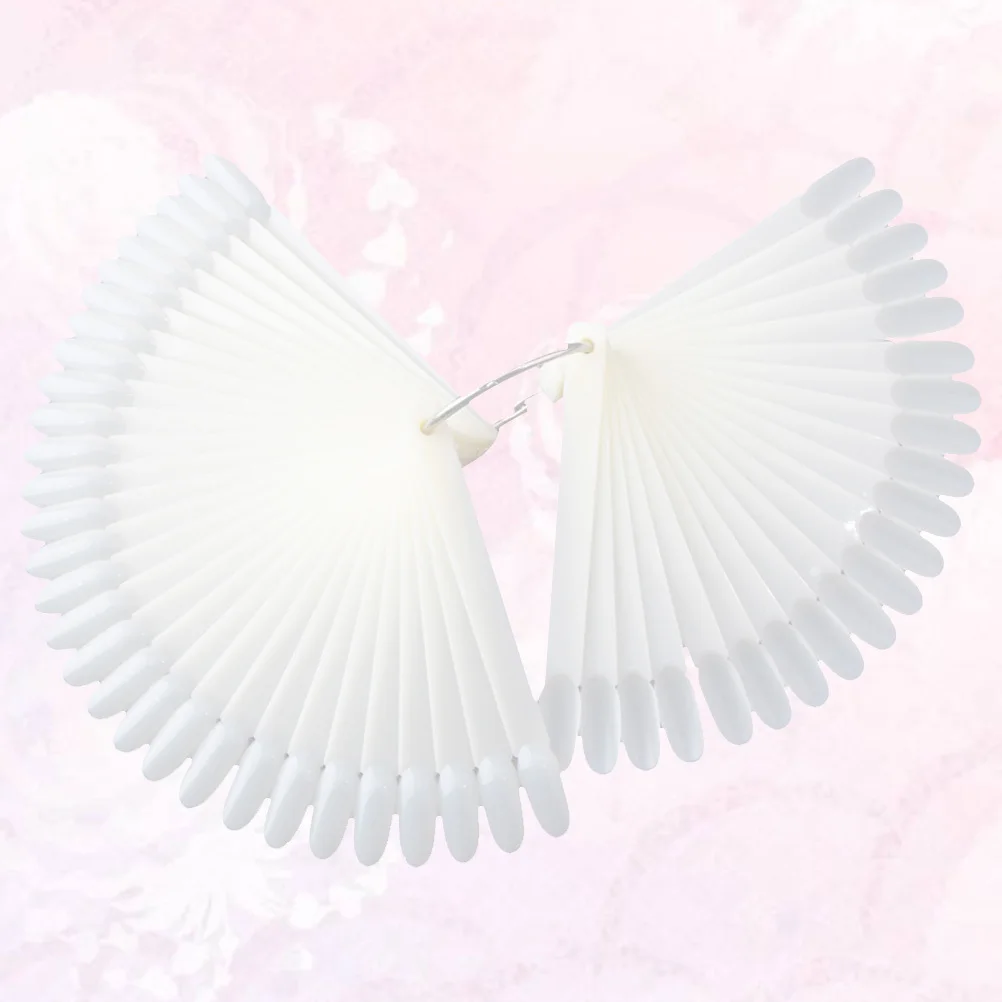 2 セットの尖ったネイルカラーディスプレイチャート扇形の耐久性のあるネイルアート練習用ポリッシュスティックペディキュア用