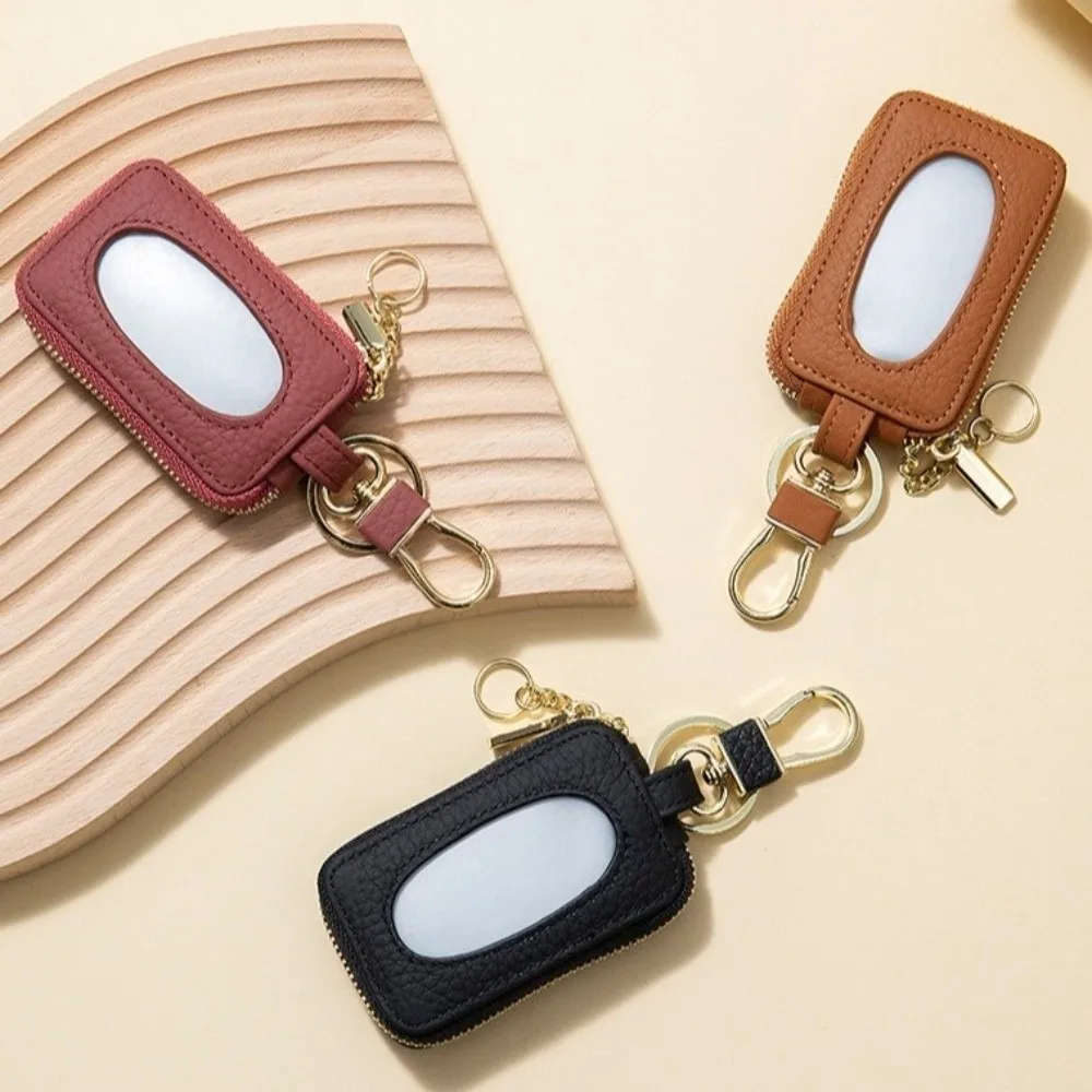 

Universal Car Key Bag Genuine Leather with Zipper Key Case Large Capacity Mini Storage Bag Keychain Holder Women