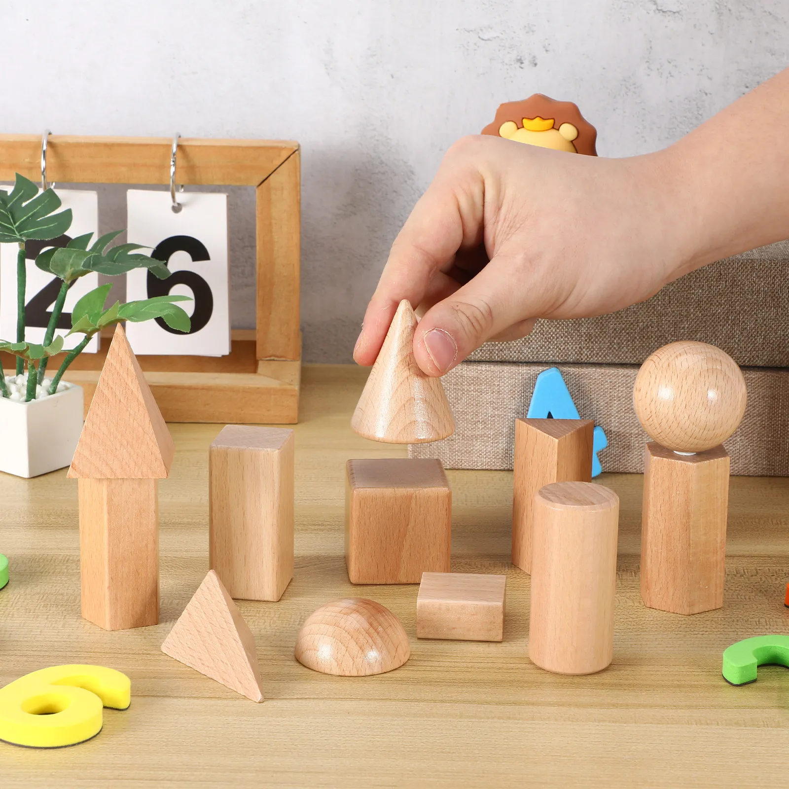 

1Sets Geometric Wooden Blocks Educational Plaything for Kids Shape Matching Preschool Learning Development Shape Matching Toys