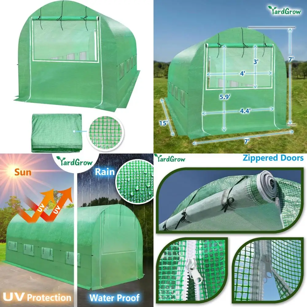 

Walk-In Outdoor Greenhouse for Gardening with Large Replacement Cover, Double Doors and Mesh Windows for Plant Growth