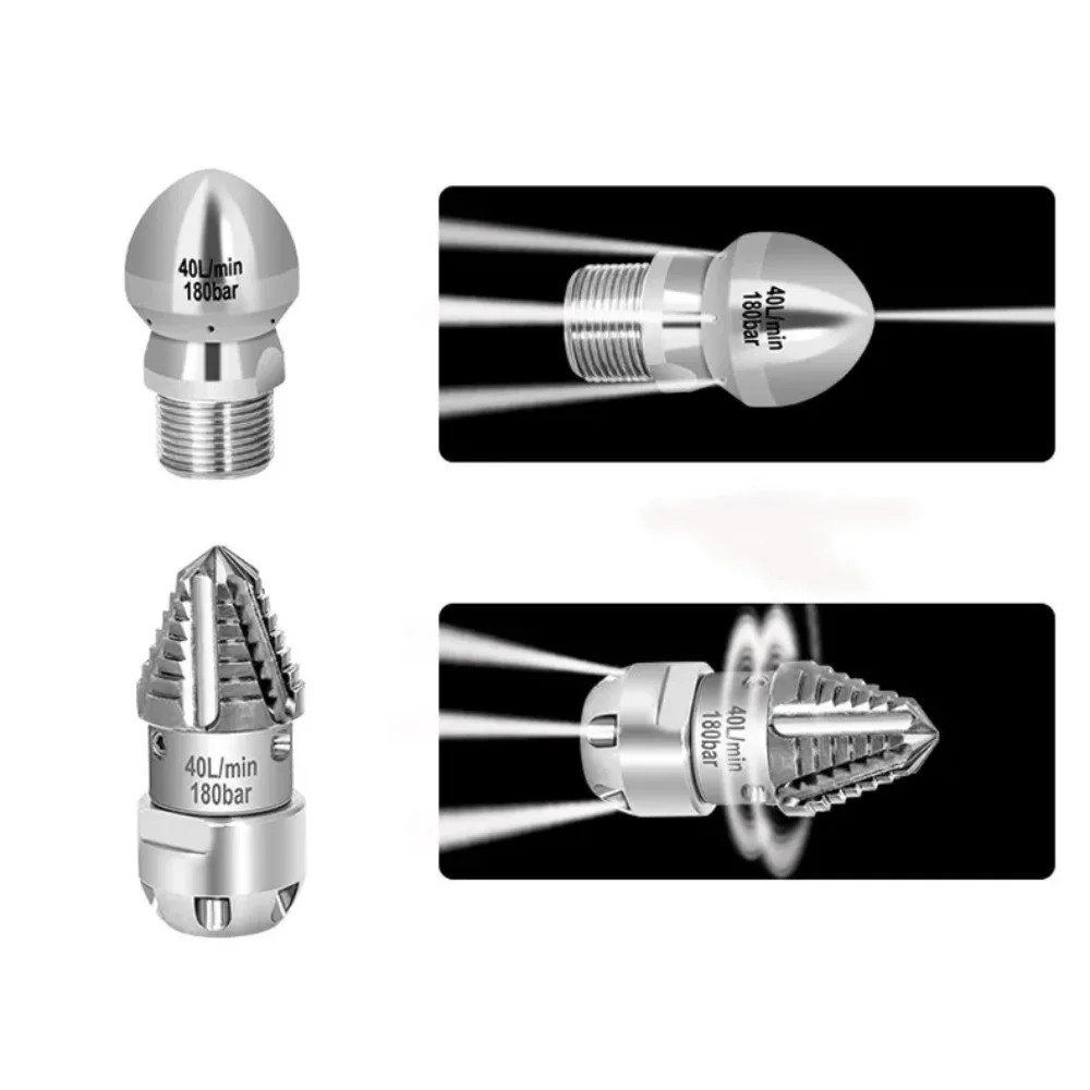 Pipeline Cleaning and Dredging Nozzle Baota Mine Sewer Mouse Head Rotation Cleaning Mud and Dirt High-pressure Nozzle