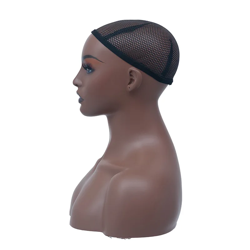 PVC Mannequin Head with Bust For Wigs Hat Scarf And Mask Display DE-C10