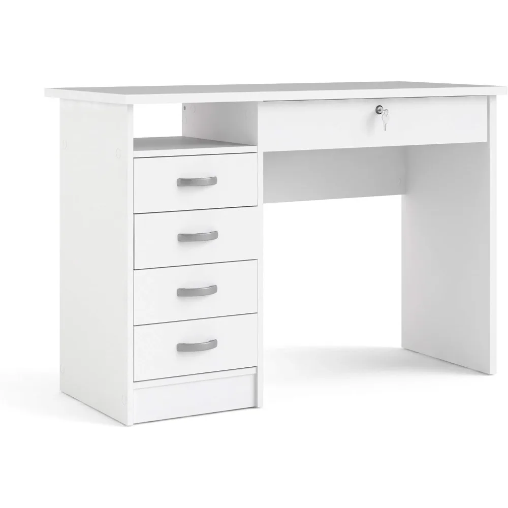 

Desk with 5 Drawers, White