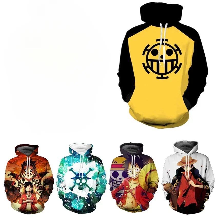 

One Piece Digital Printing Hooded Sweater Boys and Girls Casual Student Sports Long-sleeved Padded Top Boys Girls Birthday Gifts