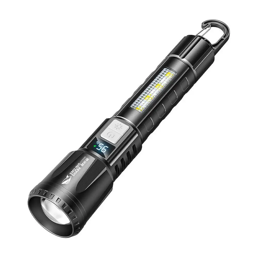 

1pcs Outdoor Flashlight Portable Strong Light Variable Focus with Floodlight Side Lights Long Range Rechargeable Flashlight
