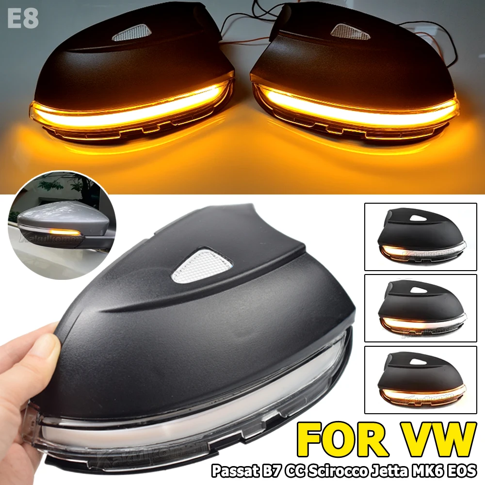 For VW Passat B7 CC Scirocco MK3 Jetta MK6 EOS Beetle R LED Dynamic Turn Signal Blinker Sequential Side Mirror Indicator Light